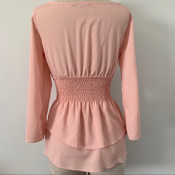 Foreign Exchange peplum blush pink 3/4 sleeve - Picture 2 of 3